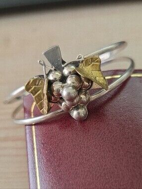 Vintage Silver and Gold Grapevine Bracelet made in Mexico.
